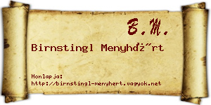 Birnstingl Menyhért névjegykártya